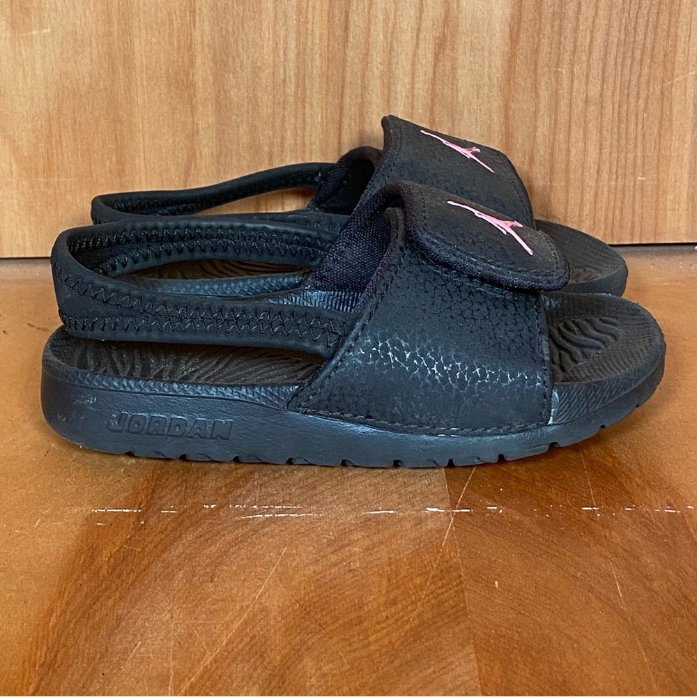 Kids 9 Jordan Hydro 6 Slides Sandals Black Pink TSS0209